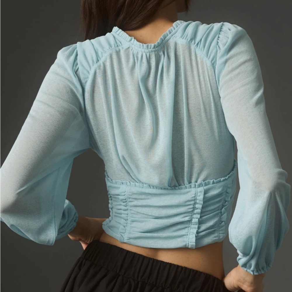 Anthropologie Sheer Ruched Women's Top - Picture 3 of 6